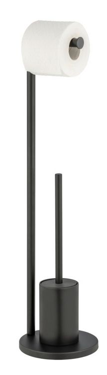 Produktbild: Stand WC-Garnitur Mod. Ferla, Schwarz, mit WC-Papierrollenhalter und WC-B&uuml;rste