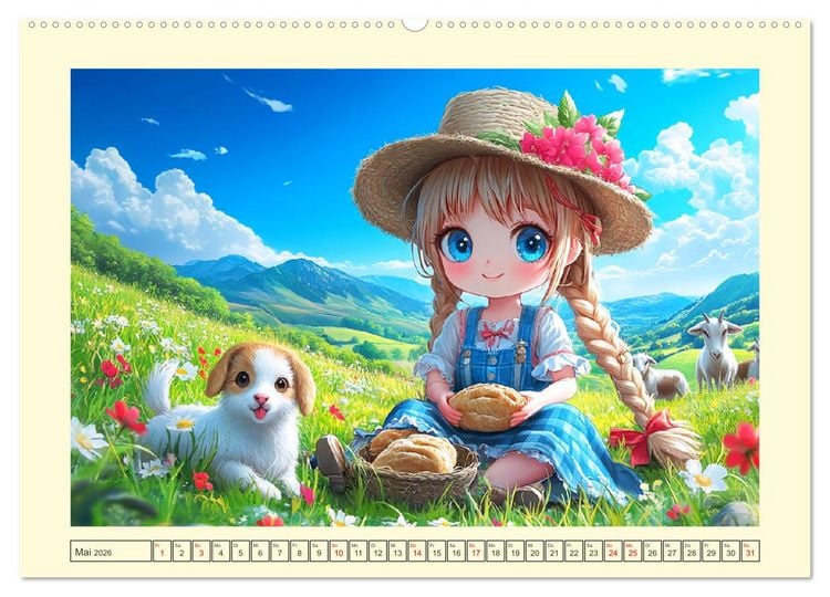 Produktbild: Kleine Cowgirls. Niedliche M&auml;dchen mit tierischen Freunden (hochwertiger Premium Wandkalender 2026 DIN A2 quer), Kunstdruck in Hochglanz