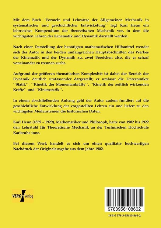 Produktbild: Formeln und Lehrs&auml;tze der Allgemeinen Mechanik