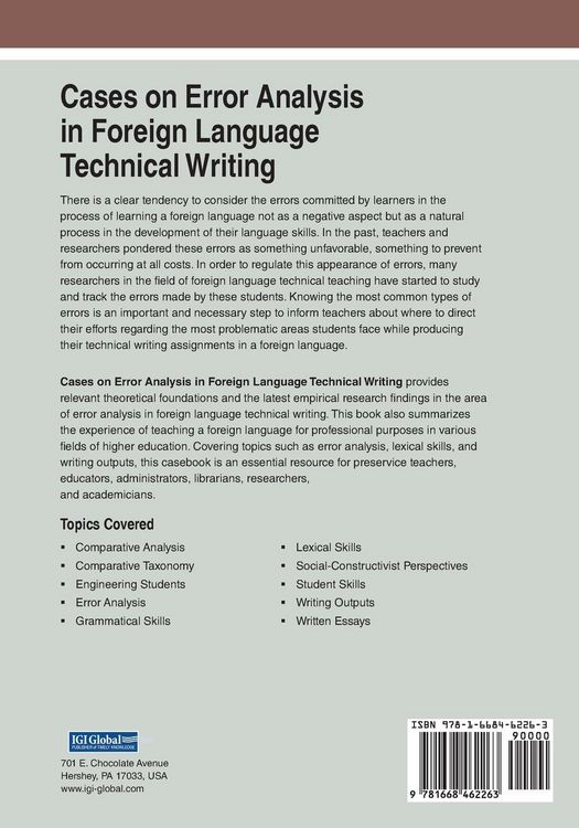 Produktbild: Cases on Error Analysis in Foreign Language Technical Writing