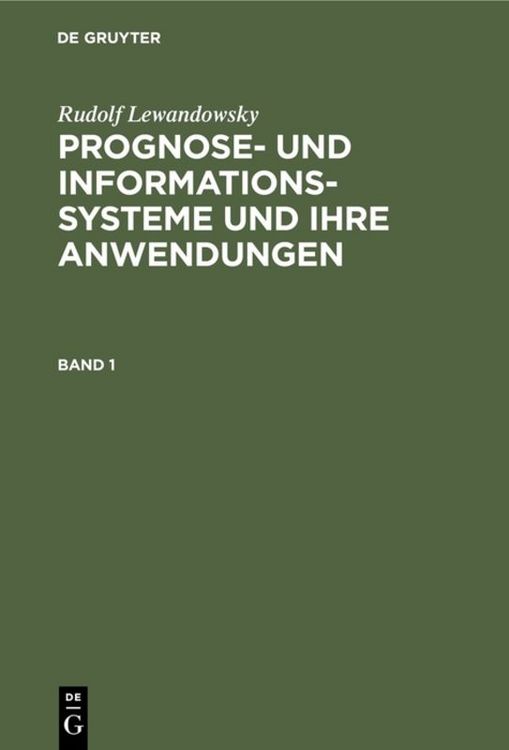 Produktbild: Prognose- und Informationssysteme und ihre Anwendungen. Band 1