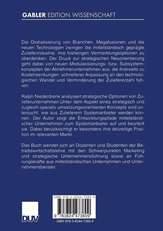 Produktbild: Strategien f&uuml;r Zulieferunternehmen