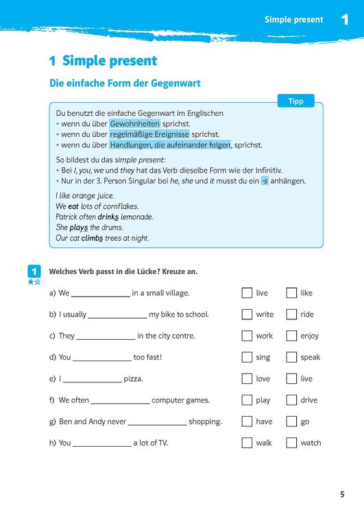 Produktbild: Klett 10-Minuten-Training Englisch Simple Present und Present Progressive 5. Klasse