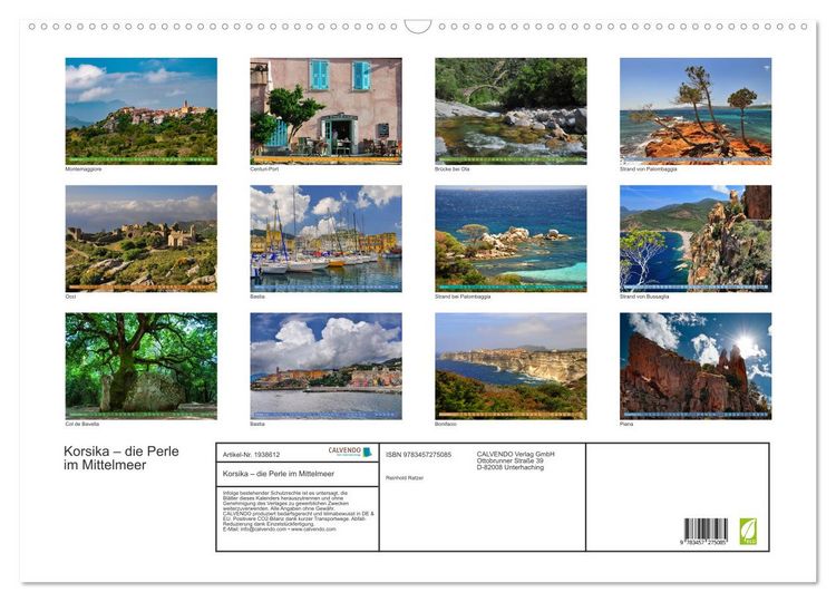 Produktbild: Korsika &ndash; die Perle im Mittelmeer (Wandkalender 2026 DIN A2 quer), CALVENDO Monatskalender