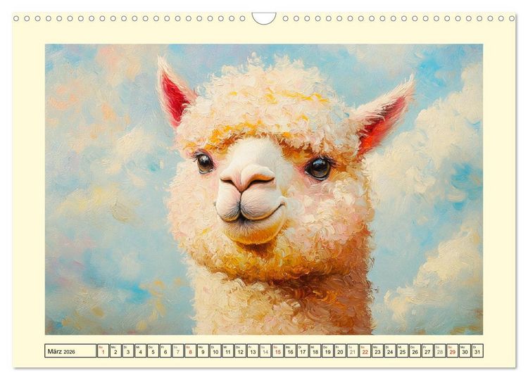 Produktbild: Alpakas. Entz&uuml;ckende Paintings in duftigen Farben (Wandkalender 2026 DIN A3 quer), CALVENDO Monatskalender