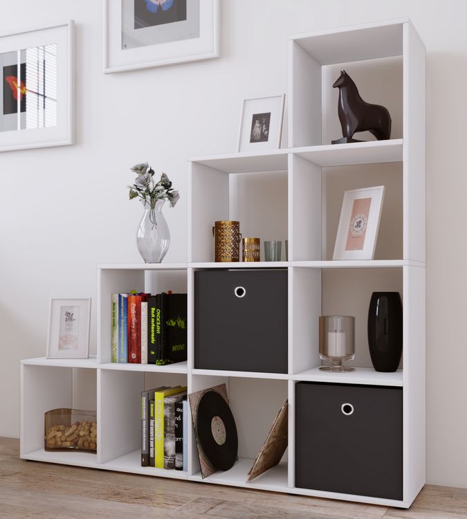 Produktbild: Holz Stand Treppenregal Regal 10 F&auml;cher Napoli