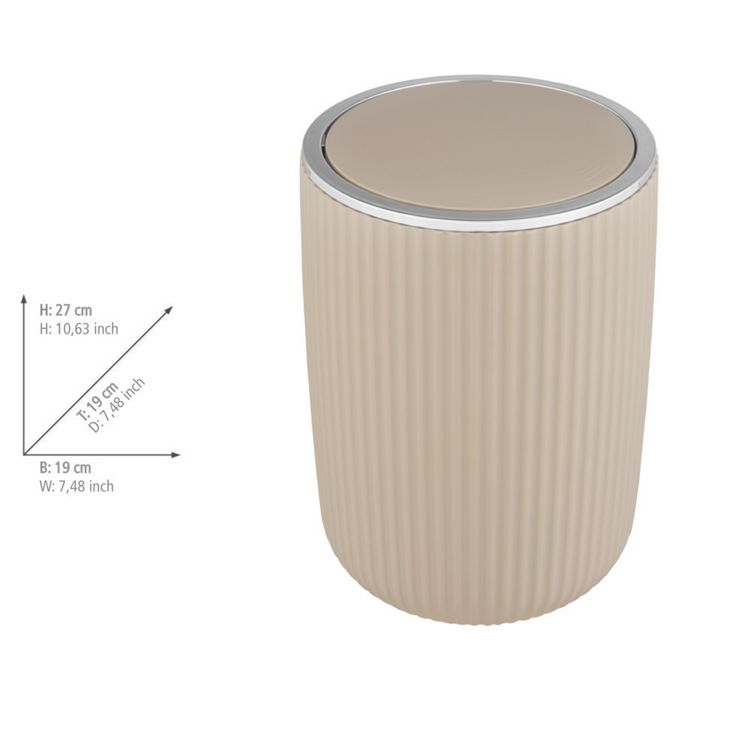 Produktbild: Schwingdeckeleimer Mod. Agropoli L Beige, Kosmetikeimer mit Schwingdeckel, 5,5 l