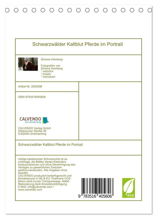 Produktbild: Schwarzw&auml;lder Kaltblut Pferde im Portrait (Tischkalender 2026 DIN A5 hoch), CALVENDO Monatskalender