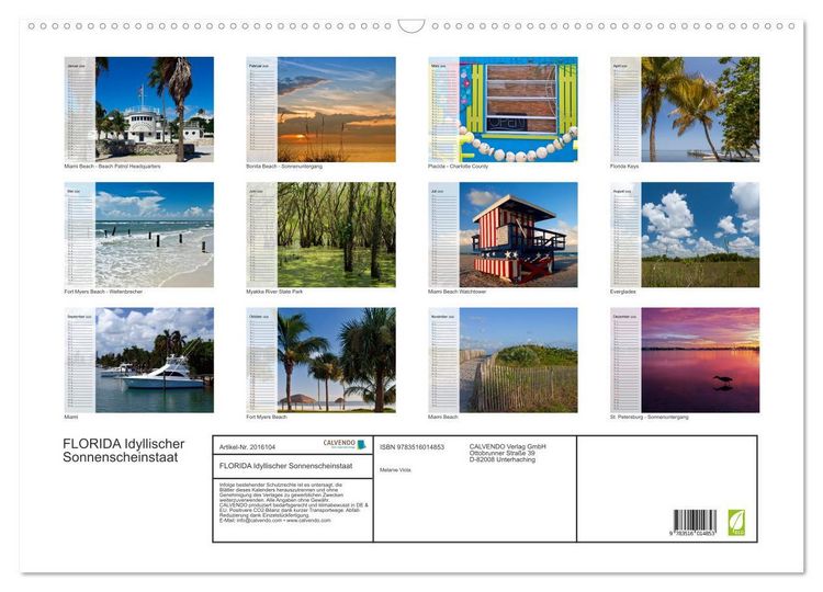 Produktbild: FLORIDA Idyllischer Sonnenscheinstaat (Wandkalender 2026 DIN A2 quer), CALVENDO Monatskalender