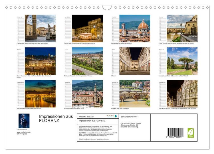 Produktbild: Impressionen aus FLORENZ (Wandkalender 2026 DIN A3 quer), CALVENDO Monatskalender