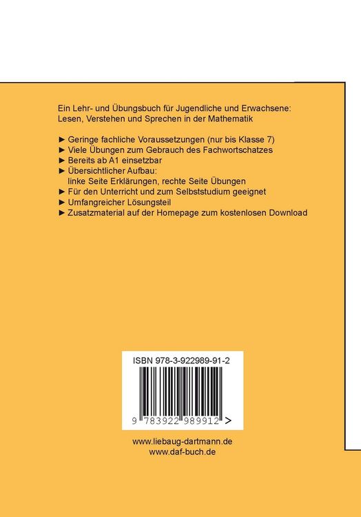 Wie spricht man in der Mathematik? Bd. 1 - Deutsch für... Schulbuch