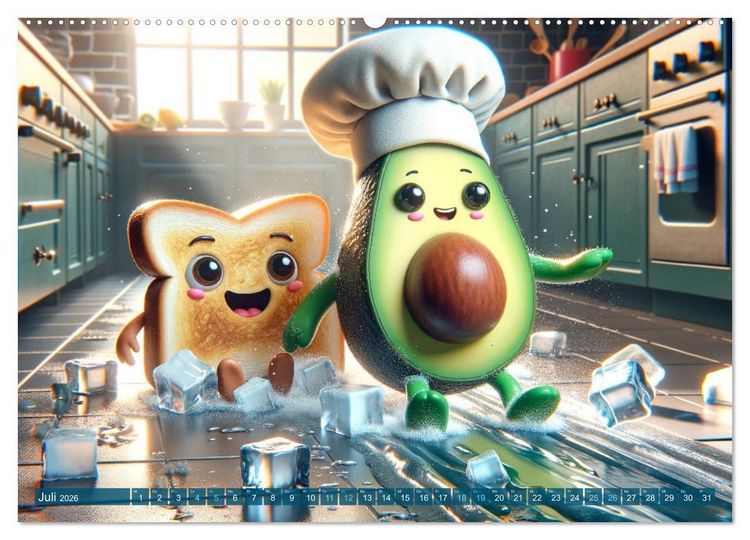 Produktbild: Avocado & Toast - K&uuml;chensp&auml;&szlig;e das ganze Jahr (hochwertiger Premium Wandkalender 2026 DIN A2 quer), Kunstdruck in Hochglanz