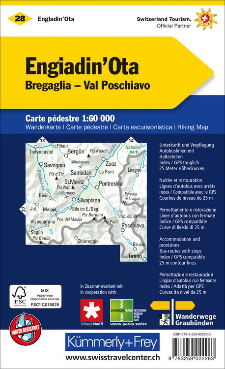 Produktbild: K&uuml;mmerly+Frey Wanderkarte 28 Oberengadin 1:60.000