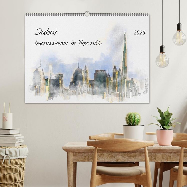 Produktbild: Dubai - Impressionen in Aquarell (Wandkalender 2026 DIN A2 quer), CALVENDO Monatskalender
