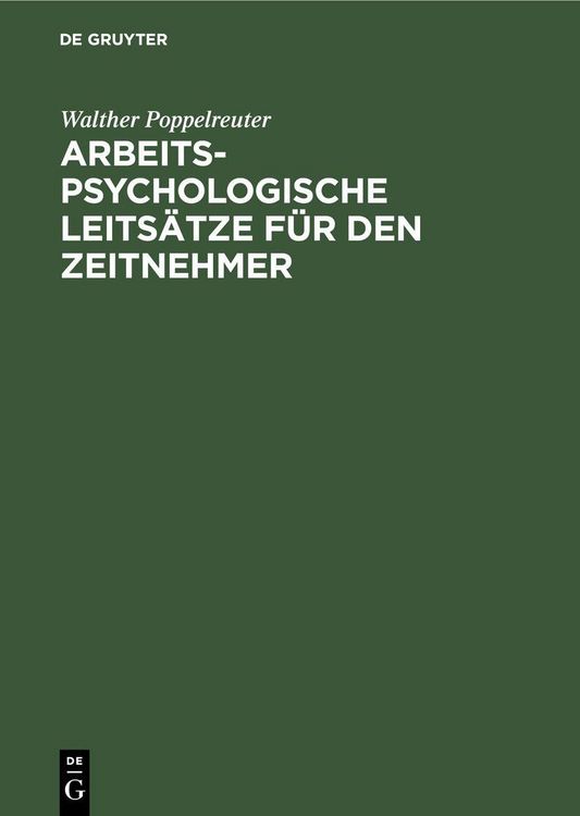 Produktbild: Arbeitspsychologische Leits&auml;tze f&uuml;r den Zeitnehmer