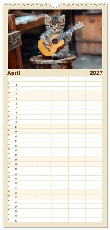 Produktbild: Familienplaner 2027 - Miau-sikalische Momente mit 5 Spalten (Wandkalender, 21 x 45 cm) CALVENDO