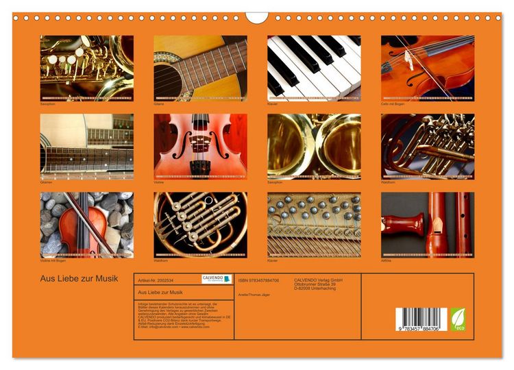 Produktbild: Aus Liebe zur Musik (Wandkalender 2026 DIN A3 quer), CALVENDO Monatskalender