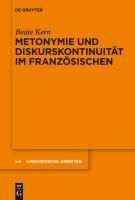 Produktbild: Metonymie und Diskurskontinuit&auml;t im Franz&ouml;sischen