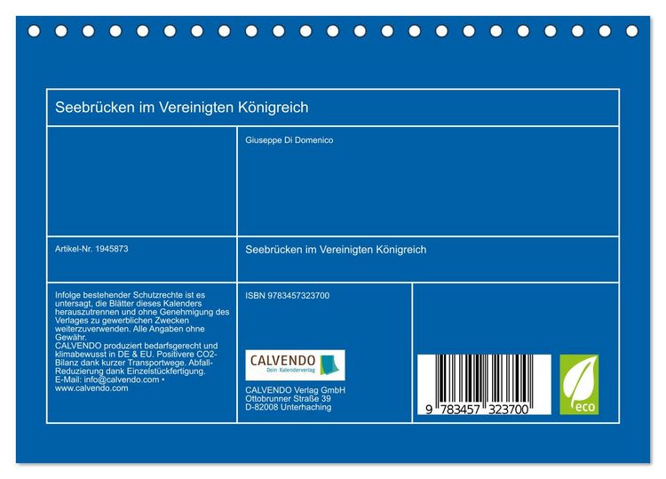 Produktbild: Seebr&uuml;cken im Vereinigten K&ouml;nigreich (Tischkalender 2026 DIN A5 quer), CALVENDO Monatskalender