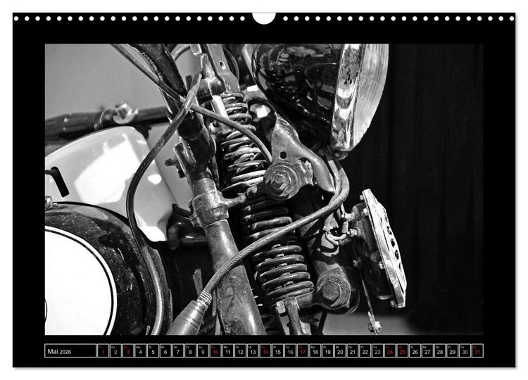 Produktbild: Harley Davidson WLA 750 in Schwarzweiss (Wandkalender 2026 DIN A3 quer), CALVENDO Monatskalender
