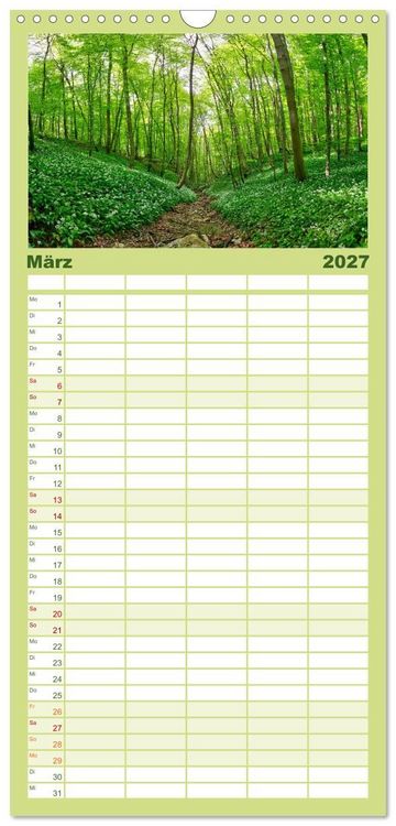 Produktbild: Familienplaner 2027 - Farbenfrohe Heimat mit 5 Spalten (Wandkalender, 21 x 45 cm) CALVENDO