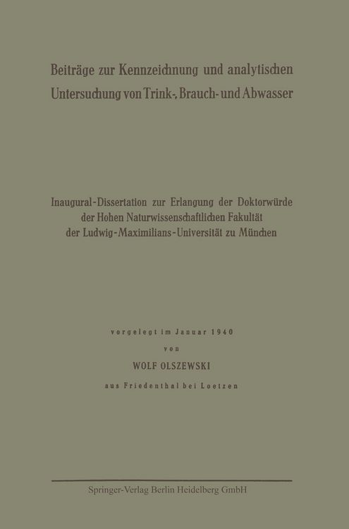 Produktbild: Beitr&auml;ge zur Kennzeichnung und analytischen Untersuchung von Trink-, Brauch- und Abwasser