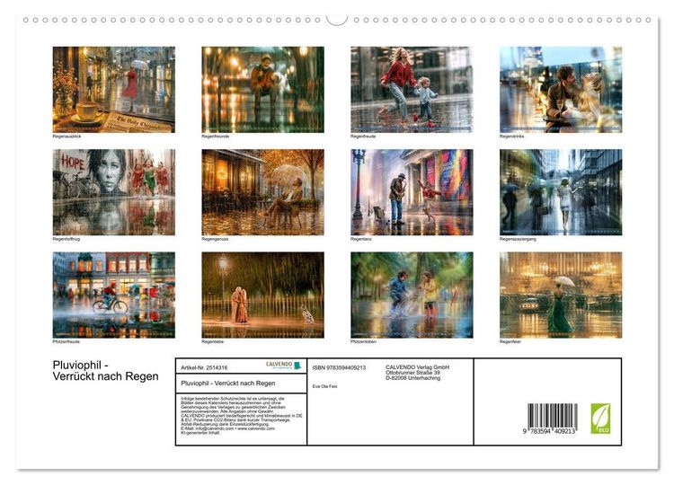 Produktbild: Pluviophil - Verr&uuml;ckt nach Regen (hochwertiger Premium Wandkalender 2027 DIN A2 quer), Kunstdruck in Hochglanz