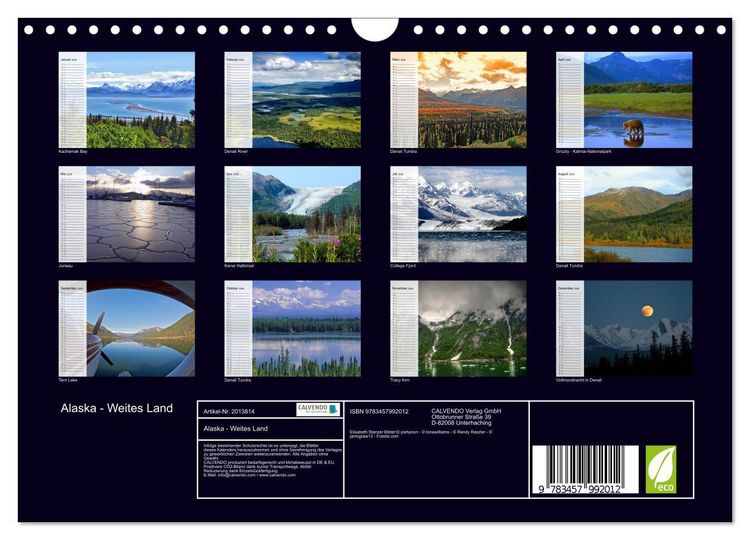 Produktbild: Alaska - Weites Land (Wandkalender 2026 DIN A4 quer), CALVENDO Monatskalender
