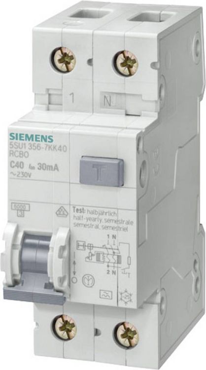 Produktbild: Siemens 5SU13567KK10 FI-Schutzschalter/Leitungsschutzschalter 2polig 10 A 0.03 A 230 V