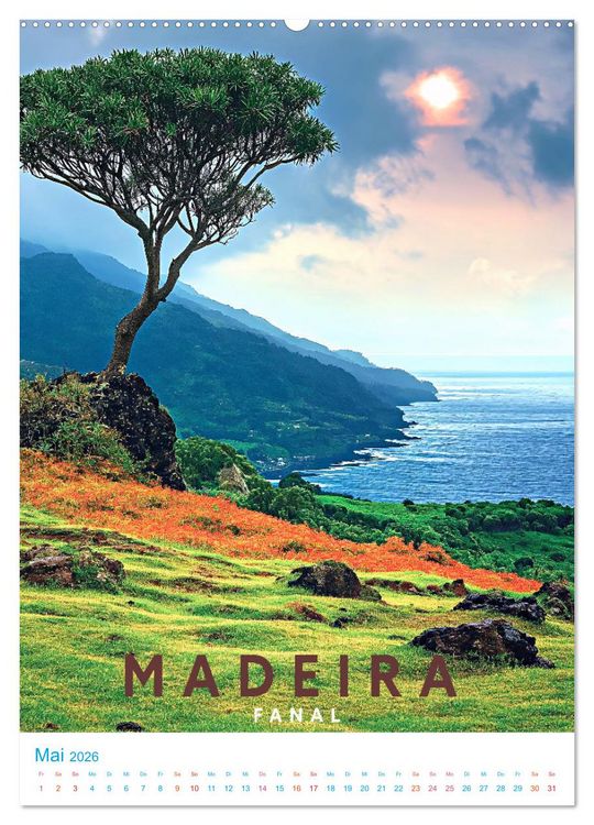 Produktbild: Madeira - Old School Poster Style (hochwertiger Premium Wandkalender 2026 DIN A2 hoch), Kunstdruck in Hochglanz