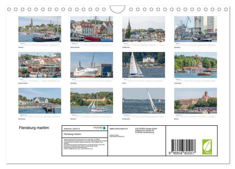 Produktbild: Flensburg maritim (Wandkalender 2027 DIN A4 quer), CALVENDO Monatskalender
