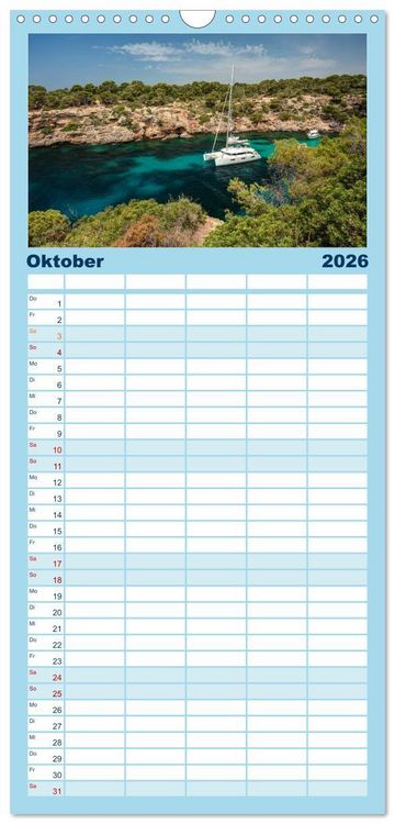 Produktbild: Familienplaner 2026 - Mallorca - Ahoi mit 5 Spalten (Wandkalender, 21 x 45 cm) CALVENDO