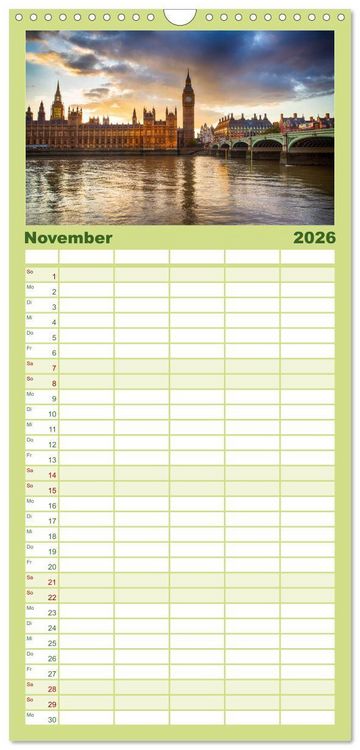 Produktbild: Familienplaner 2026 - Wundervolles London mit 5 Spalten (Wandkalender, 21 x 45 cm) CALVENDO