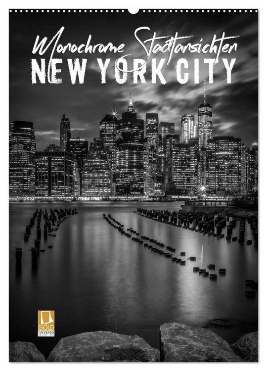 Produktbild: NEW YORK CITY Monochrome Stadtansichten (Wandkalender 2026 DIN A2 hoch), CALVENDO Monatskalender