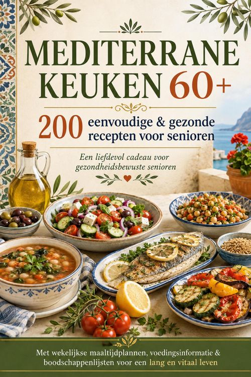 Produktbild: MEDITERRANE KEUKEN 60+ 200 eenvoudige & gezonde recepten voor senioren(Een liefdevol cadeau voor gezondheidsbewuste senioren )