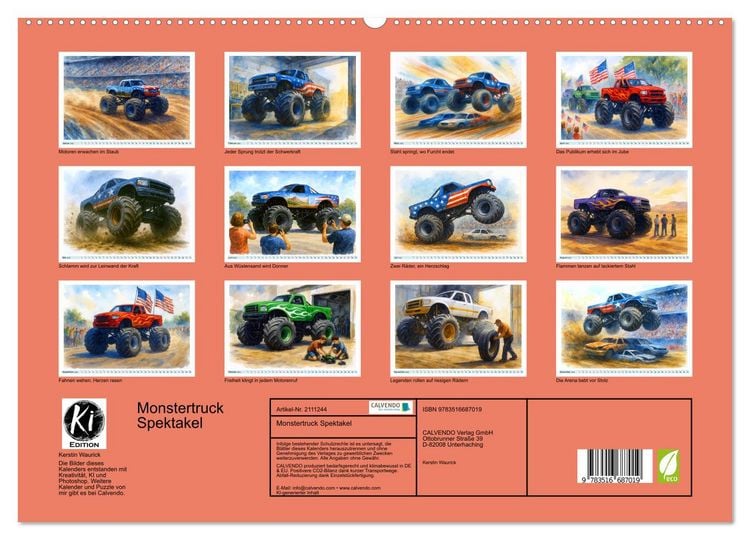 Produktbild: Monstertruck Spektakel (hochwertiger Premium Wandkalender 2026 DIN A2 quer), Kunstdruck in Hochglanz
