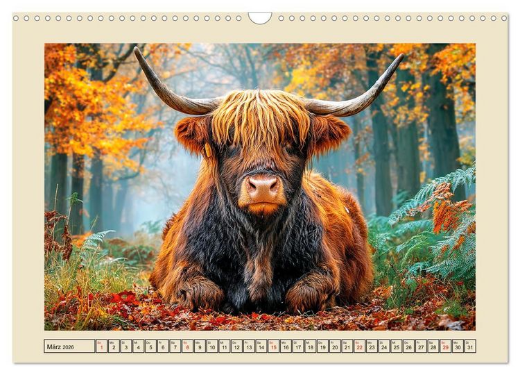 Produktbild: Schottische Hochlandrinder. Zwischen Nebel, Natur und rauer Pracht (Wandkalender 2026 DIN A3 quer), CALVENDO Monatskalender