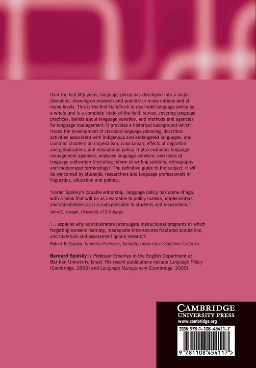 Produktbild: The Cambridge Handbook of Language Policy