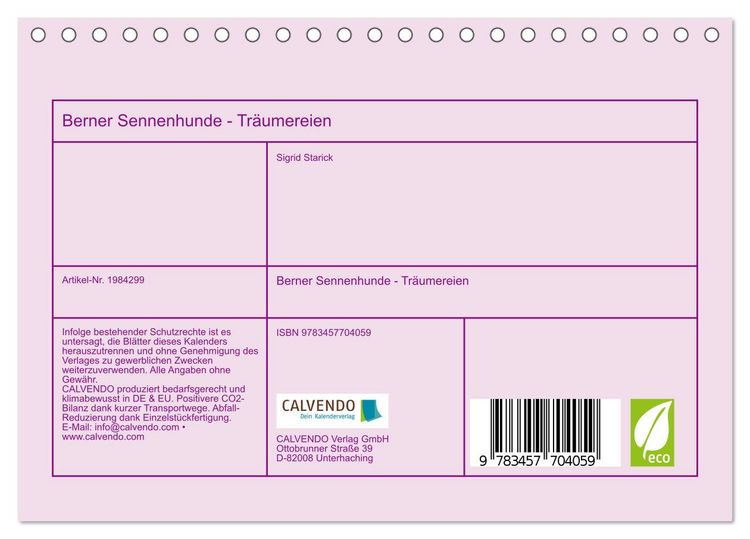 Produktbild: Berner Sennenhunde - Tr&auml;umereien (Tischkalender 2026 DIN A5 quer), CALVENDO Monatskalender