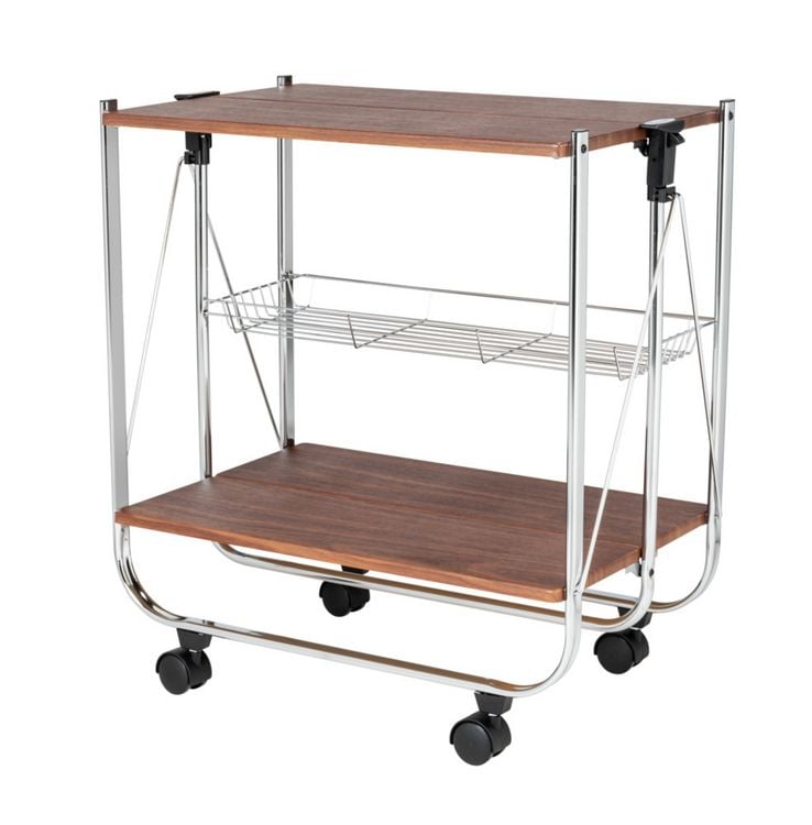 Produktbild: Servierwagen Mod. Dinett Deluxe Walnuss, zusammenklappbar