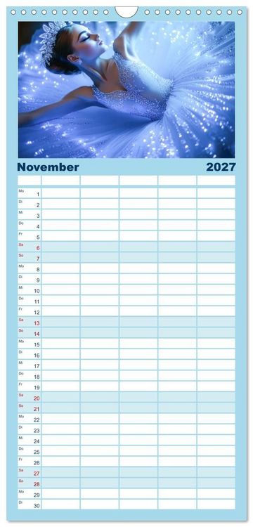 Produktbild: Familienplaner 2027 - Ballerinas in Diamanten mit 5 Spalten (Wandkalender, 21 x 45 cm) CALVENDO