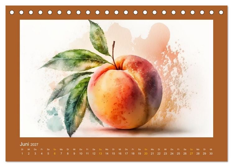 Produktbild: Fr&uuml;chte in Wasserfarben - Fruchtige KI-Kunst f&uuml;r das ganze Jahr (Tischkalender 2027 DIN A5 quer), CALVENDO Monatskalender