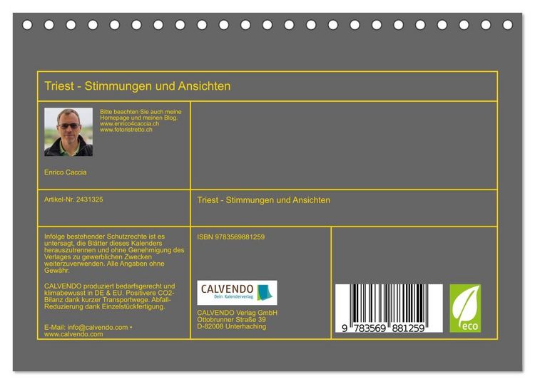Produktbild: Triest - Stimmungen und Ansichten (Tischkalender 2027 DIN A5 quer), CALVENDO Monatskalender