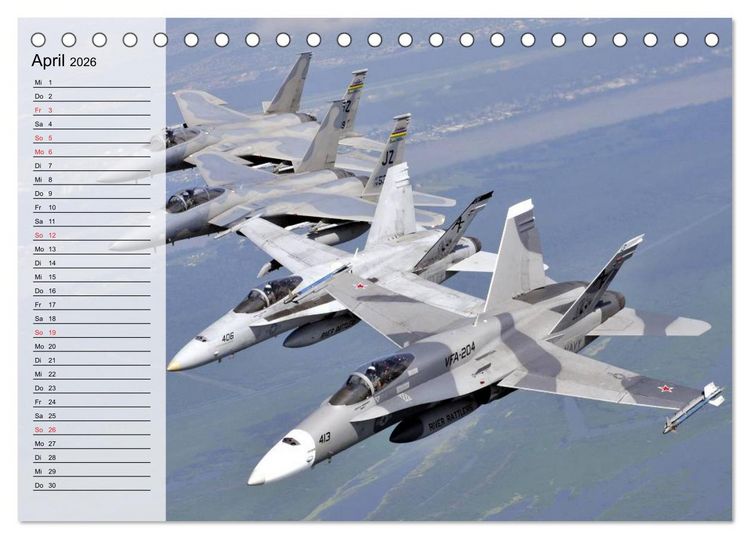 Produktbild: Kriegstechnik. Kampfjet-Impressionen (Tischkalender 2026 DIN A5 quer), CALVENDO Monatskalender