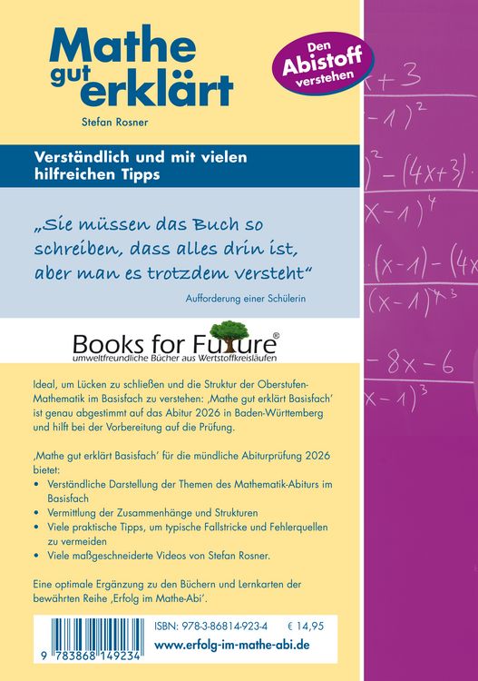 Produktbild: Mathe gut erkl&auml;rt 2026 Basisfach Baden-W&uuml;rttemberg Gymnasium