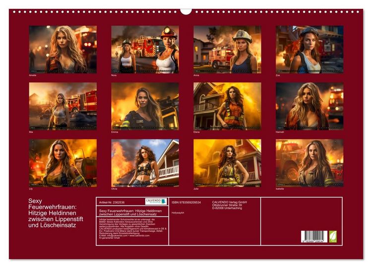 Produktbild: Sexy Feuerwehrfrauen: Hitzige Heldinnen zwischen Lippenstift und L&ouml;scheinsatz (Wandkalender 2027 DIN A2 quer), CALVENDO Monatskalender