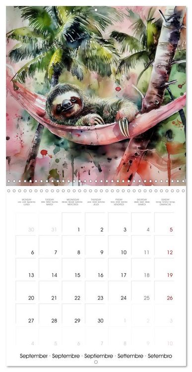 Produktbild: Jolis paresseux (Calendrier mural carr&eacute; 2027 30x30 cm) Calendrier double avec une page pour vos prises de notes