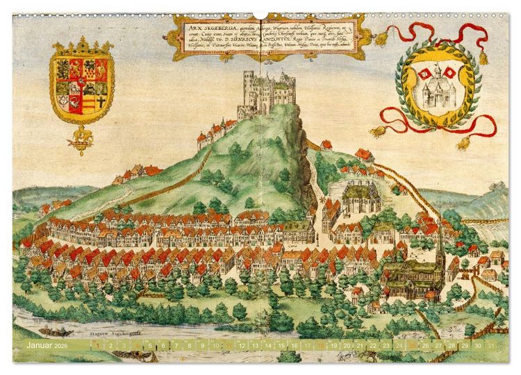 Produktbild: St&auml;dte mit Geschichte: Historische Zeichnungen, Stiche, Drucke (Wandkalender 2026 DIN A2 quer), CALVENDO Monatskalender