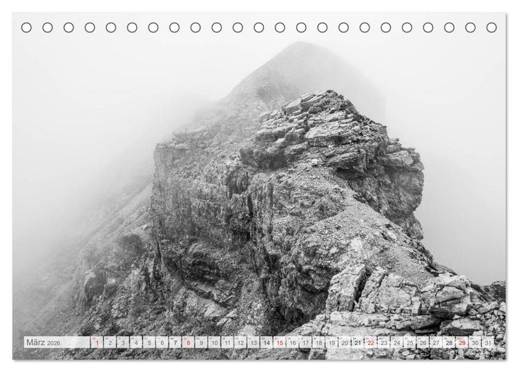 Produktbild: Bergpixels Schwarz-Wei&szlig;e Gebirgstr&auml;ume (Tischkalender 2026 DIN A5 quer), CALVENDO Monatskalender