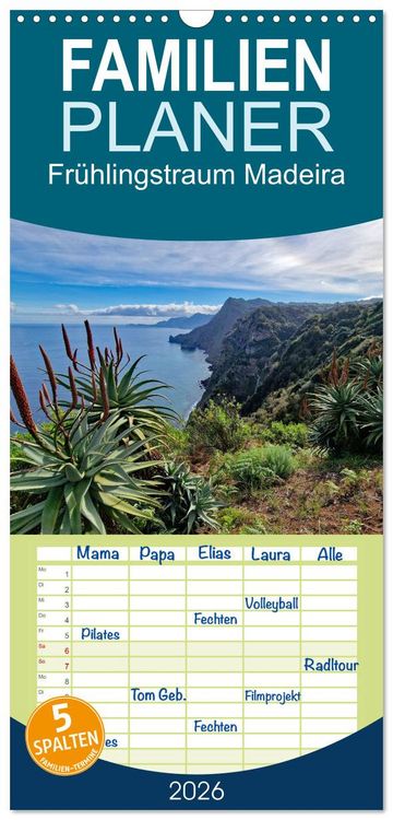 Produktbild: Familienplaner 2026 - Fr&uuml;hlingstraum Madeira mit 5 Spalten (Wandkalender, 21 x 45 cm) CALVENDO